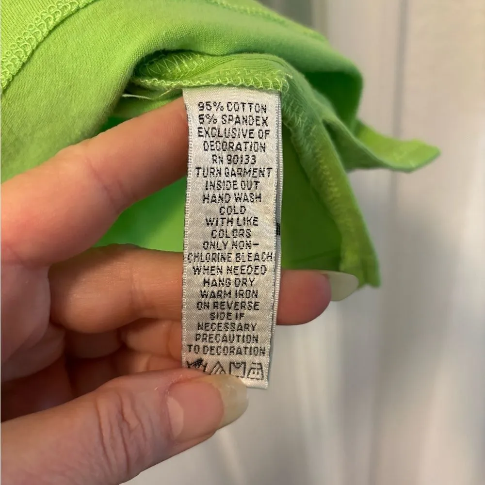 Quacker Factory Flamingo Beach Vacay Green Embroidered 3/4 Sleeve Top Size 2X - Image 5