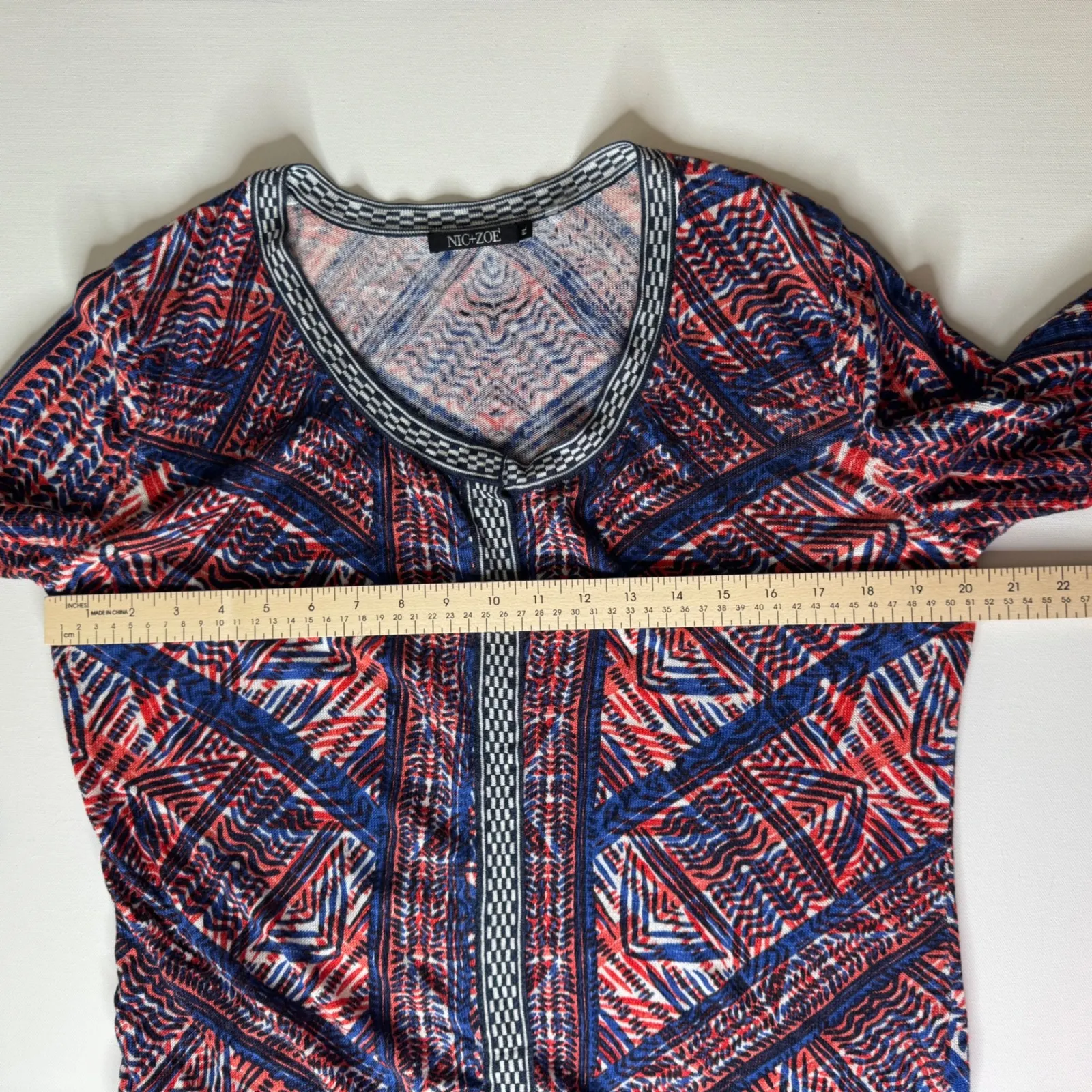 Nic + Zoe Picasso Linen Blend Cardigan Sz LP Multi Open Front‎ Lightweight Artsy - Image 11
