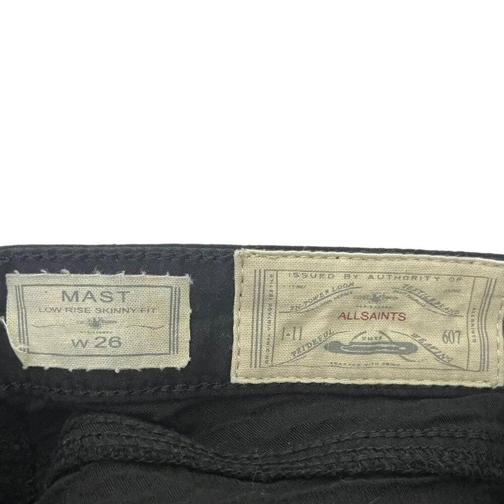 All Saints Womens Mast Skinny Jeans in Croc Black Low Rise Stretch Size 26 - Image 10