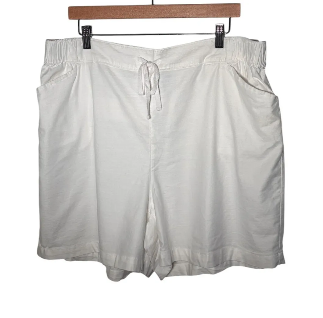 Lane Bryant‎ White Mid Rise Drawstring Waist Relaxed Fit Shorts Plus Size 18 20 - Image 1