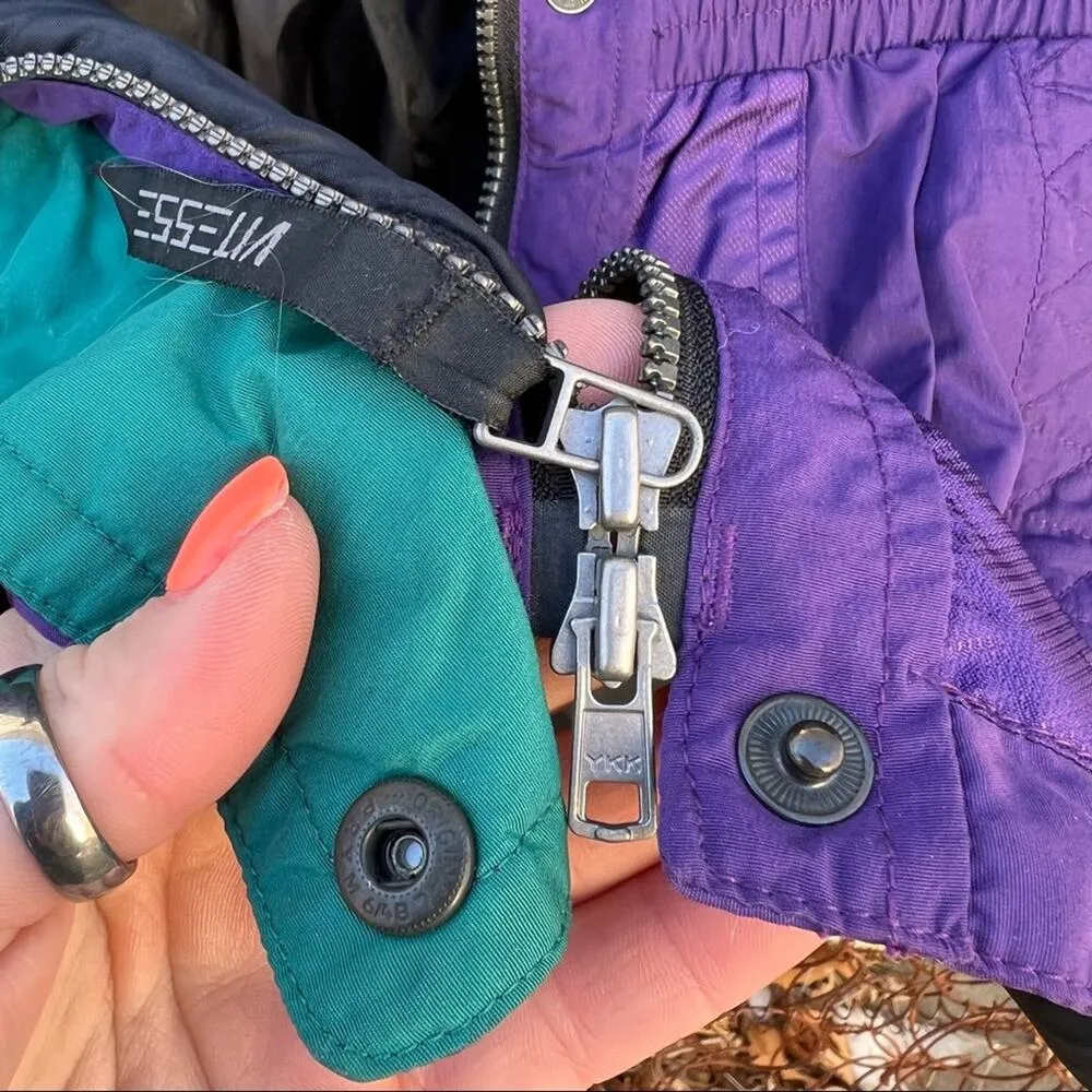 Vintage VITESSEE teal purple color block ski parka with elastic cinched waist Size 10 - Image 8