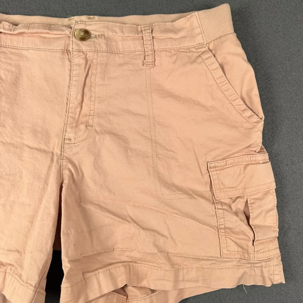 Lee Womens‎ 12 M Light Pink Mid Rise Flat Front Cargo Pocket Shorts 4.5" Inseam - Image 2
