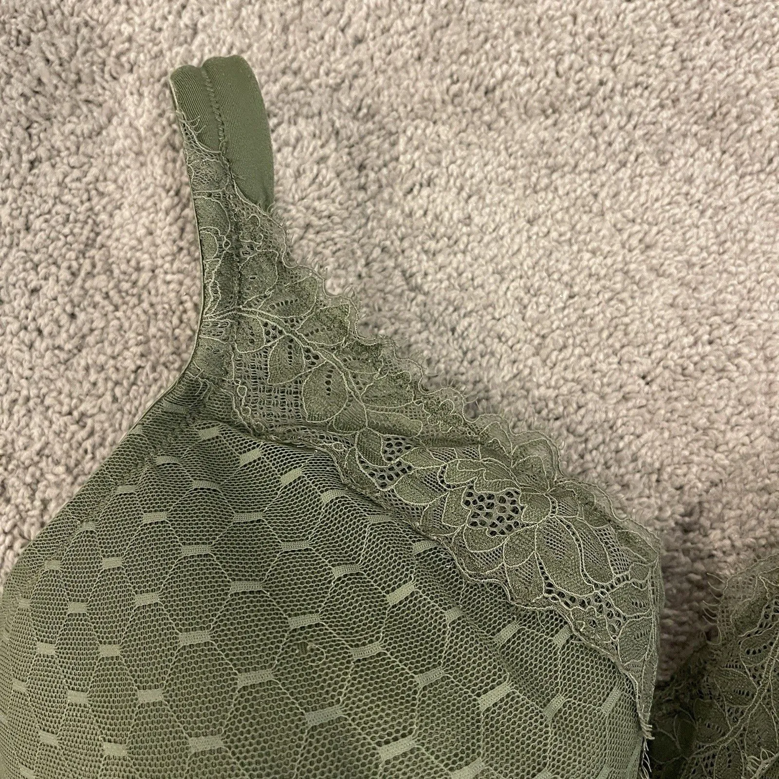 Cacique Bra 44DDD Green Lace Balconette Underwire Romantic Sexy Full Coverage - Image 3