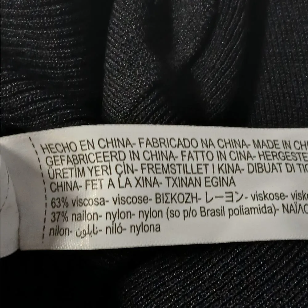 Massimo Dutti Knit Dress Women's Large Black Midi Halter Stretch Party Wedding - Image 10