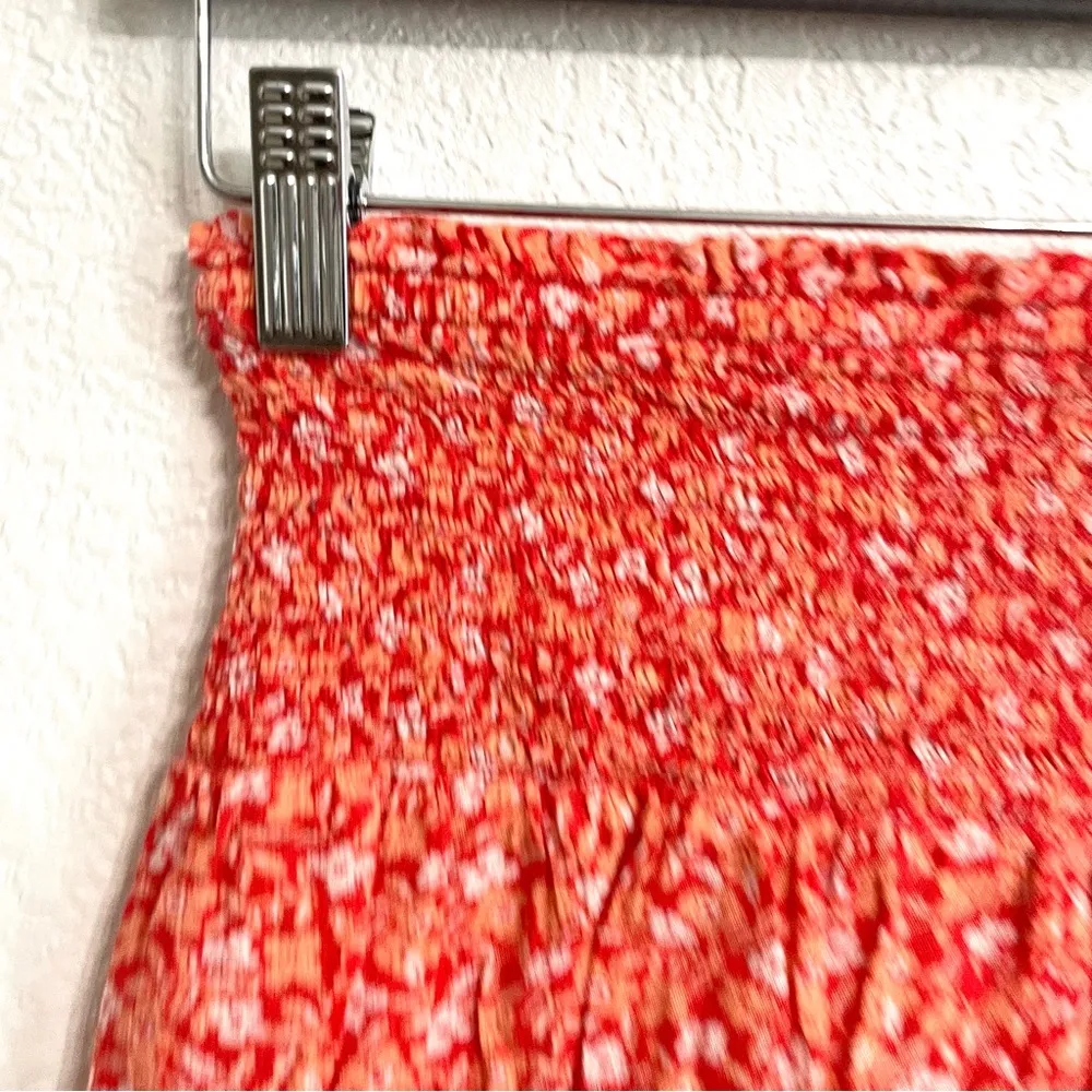 Aerie Women’s Shorts Orange Peach Smocked Waist Ditzy Floral Casual Size Small - Image 7