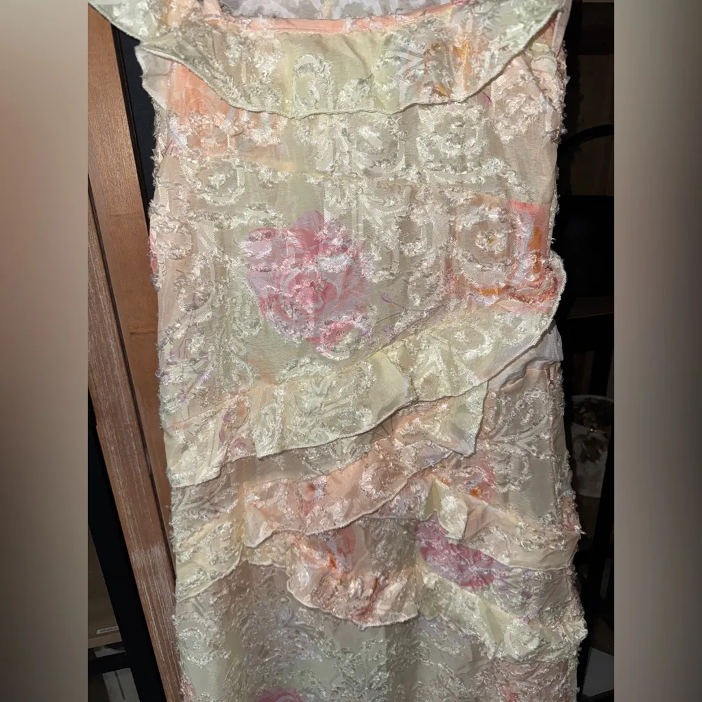 Pastel floral maxi dress ruffle embroidered butter heirloom print rialto summer - Image 7