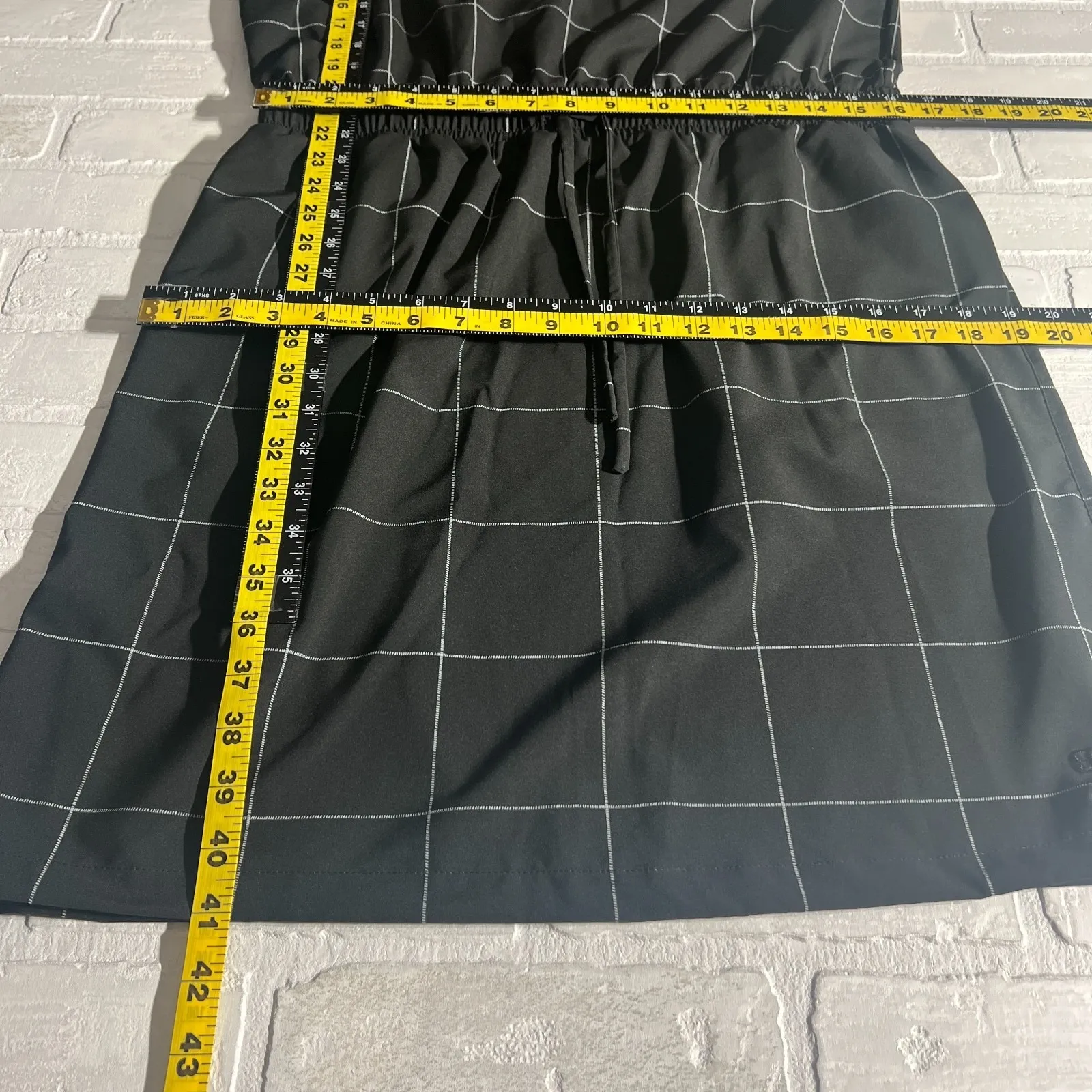 Albion Going Places Dress Womens Large Black Windowpane Nylon Pockets Travel L - Image 10