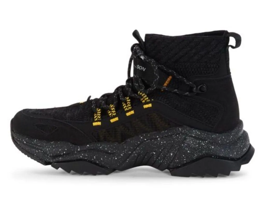 Skechers Black + Yellow Mark Nason High-Top Knit Sock Sneakers - Image 4
