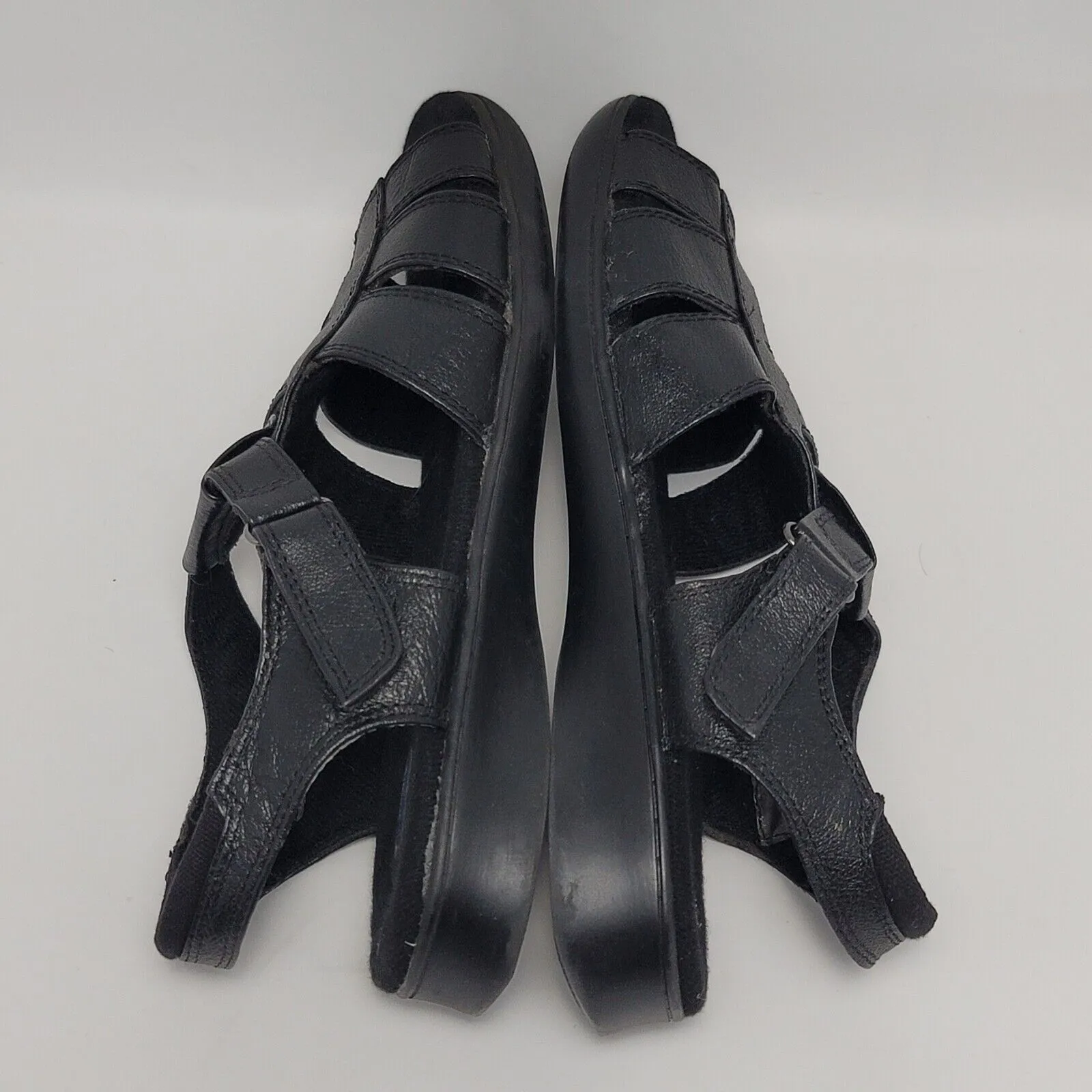 Dr Scholls Womens Double Air Pillow Fisherman Slingback Black Leather Sandals 10 - Image 9