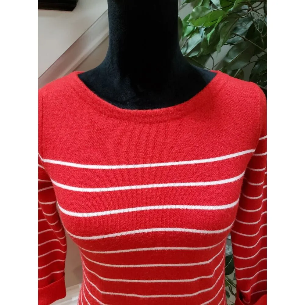 Tahari Women's Red & White Viscose Round Neck Long Sleeve Pullover Sweater XS - Image 5