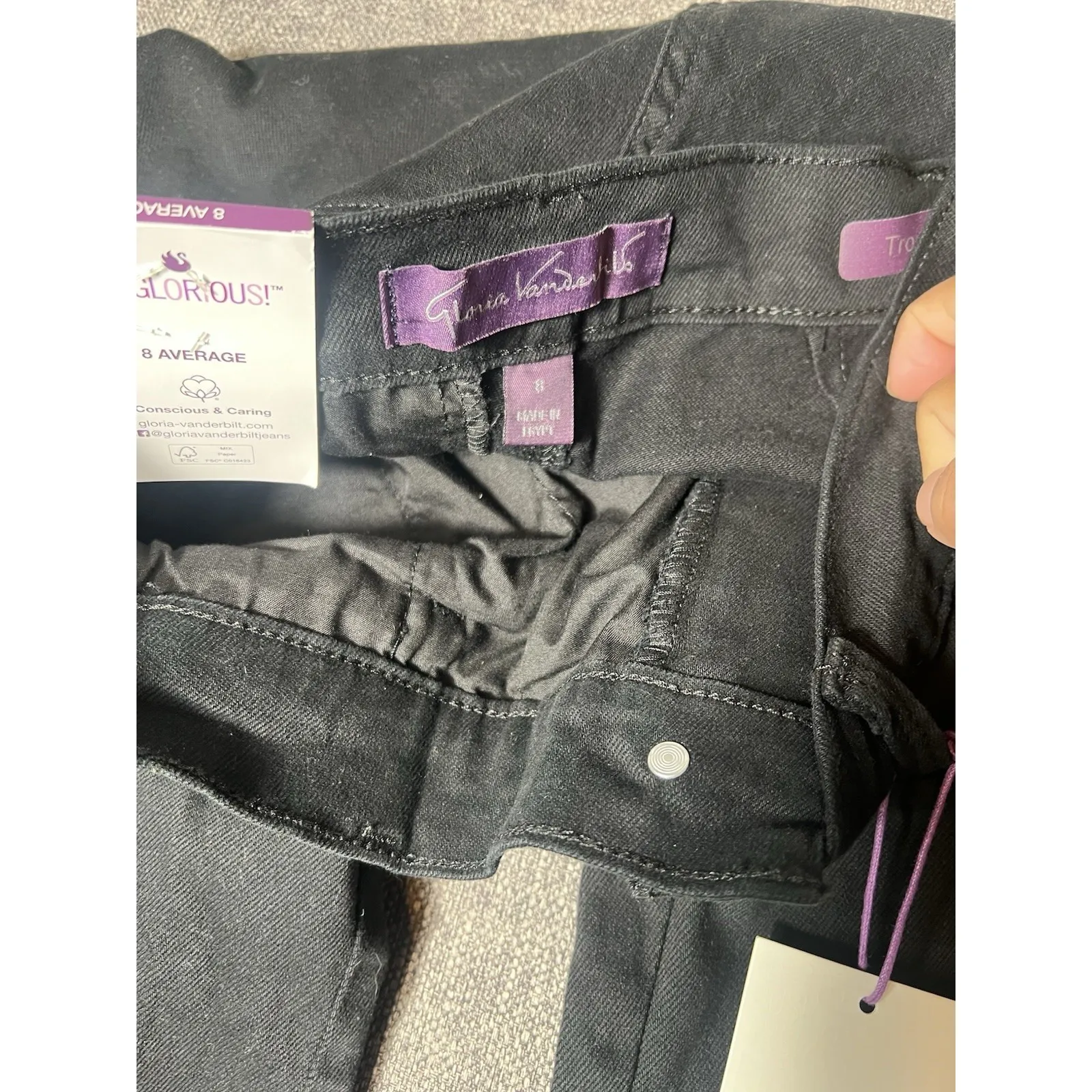 Gloria Vanderbilt Be Glorious ‎ Size 8 AVERAGE JEANS -BLACK - Image 5