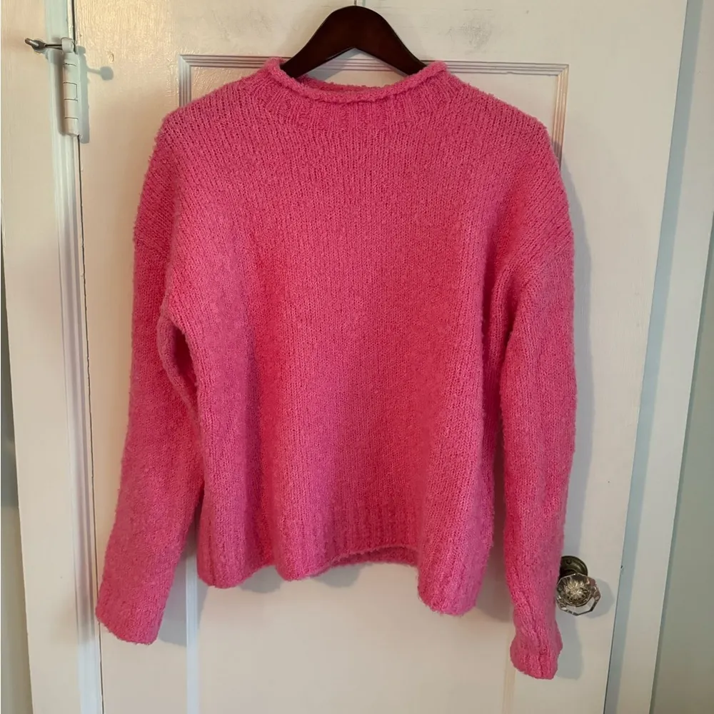J. Crew Factory Women’s Mock Neck Sweater, extra soft yarn, Pink, Medium Pink - Image 2