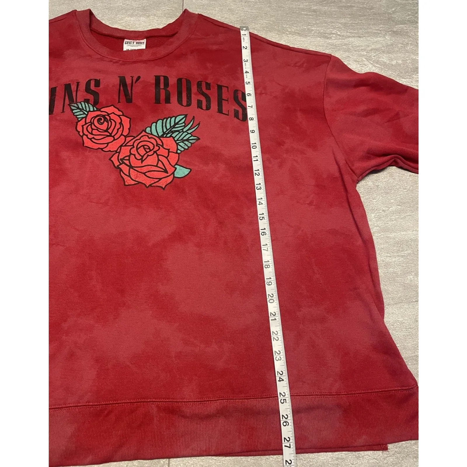Guns N Roses Womens 3X Red Tie Die Sweatshirt Rocker Heavy Metal Grunge Edgy - Image 3