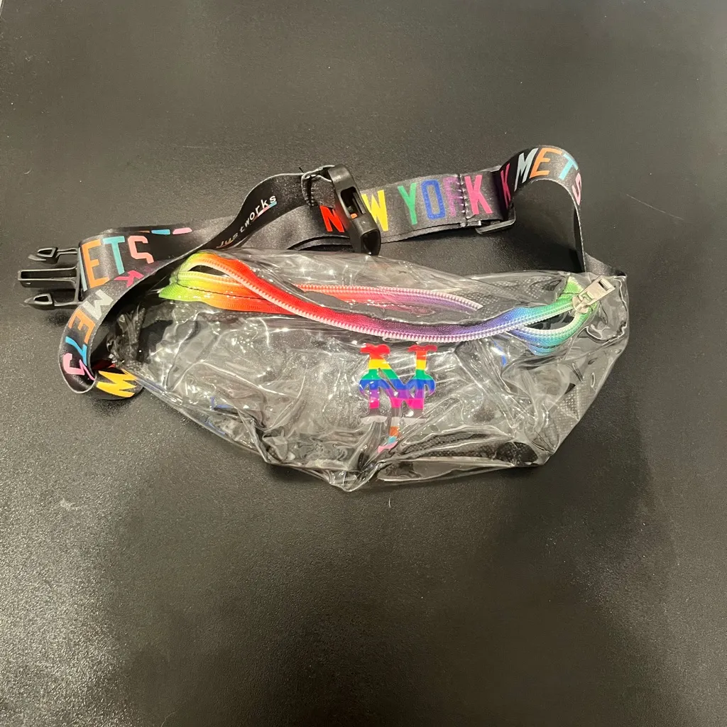 MLB Clear Fanny Pack with Rainbow Accents New York NY Mets Baseball Unisex Pride Blue - Image 6