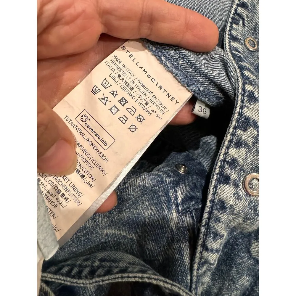 STELLA McCARTNEY acid wash  Denim short long sleeve overalls size 38 - Image 9