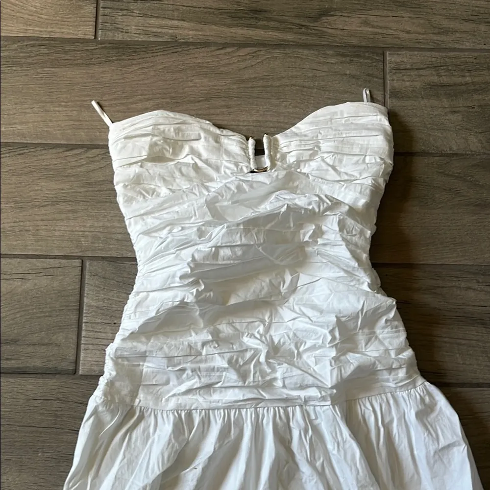Mango White Strapless Sweetheart Sundress - Image 3