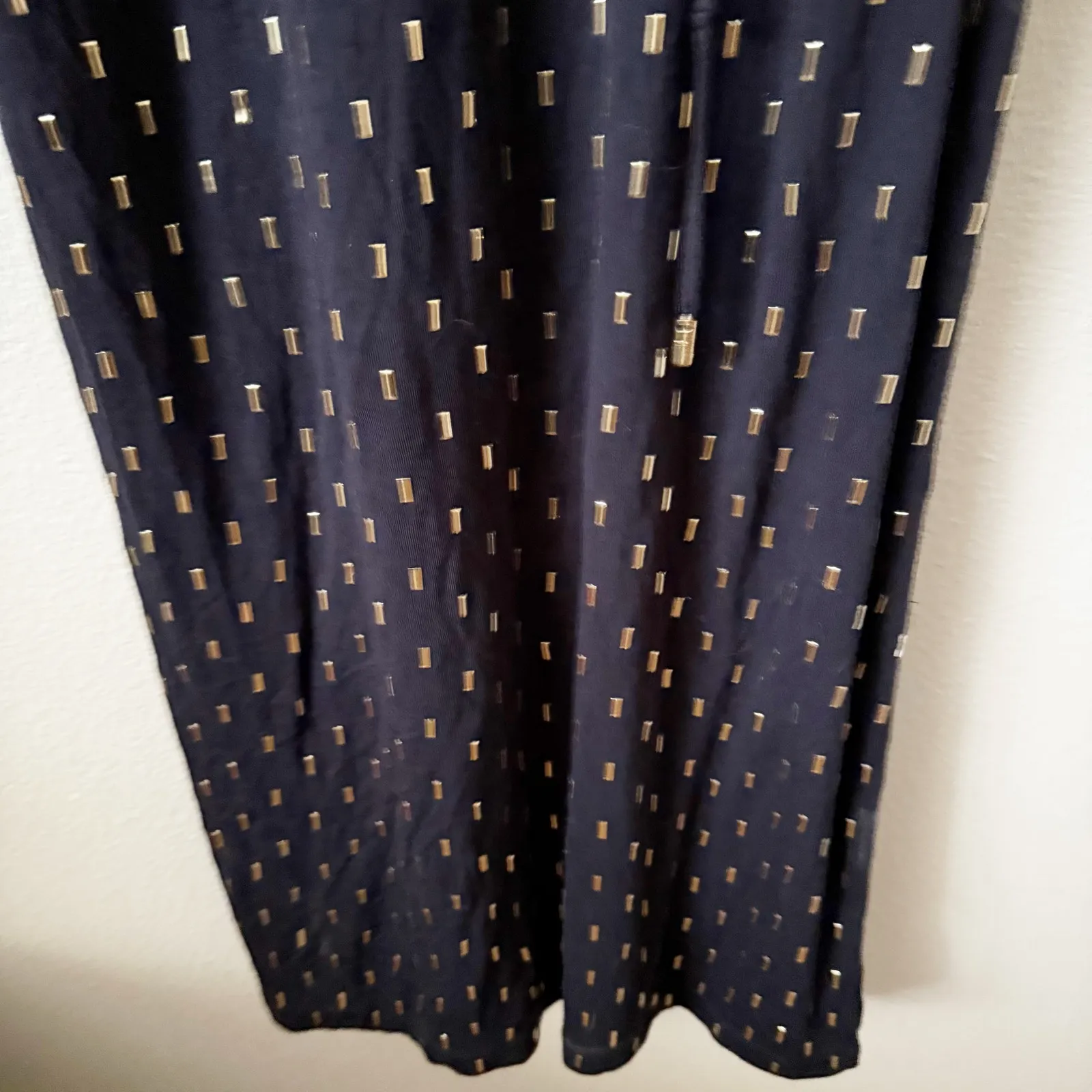 MICHAEL KORS | Black Gold Stud Maxi Dress Short Cap Sleeve Tie Belt | Size XL - Image 4