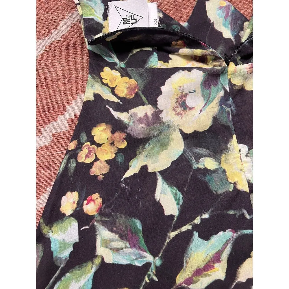 RP 4 LF Floral Cutout Halter Mini Vacation Summer Spring Dress XS Green - Image 9