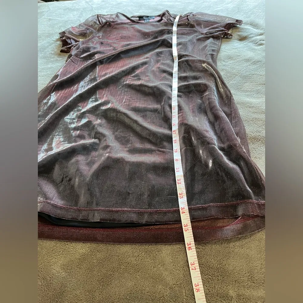 FOREVER 21 Y2K Metallic Mesh Holographic T-Shirt Mini Dress Women’s Sz 0X EUC - Image 9
