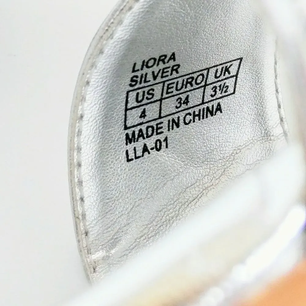SAM EDELMAN Liora Size 4 Strap Silver Flatform Espadrille Sandal - Image 5