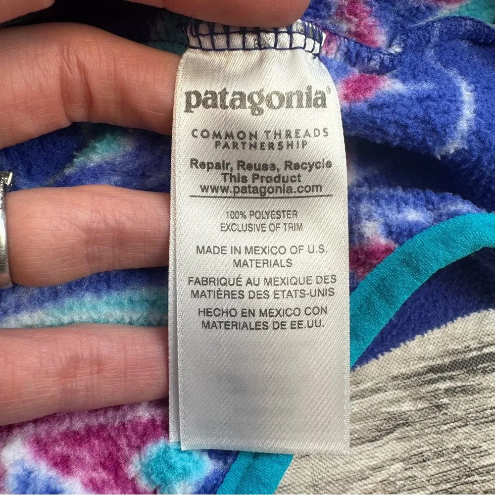 Patagonia Synchilla Snap-T Harvest Moon Blue Owl Fleece S Small Blue Pink Teal - Image 7
