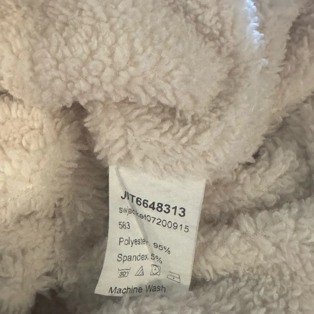 SHEIN Elephant & Geo Print Zip Up Teddy Lined Hooded Jacket size. M - Image 5