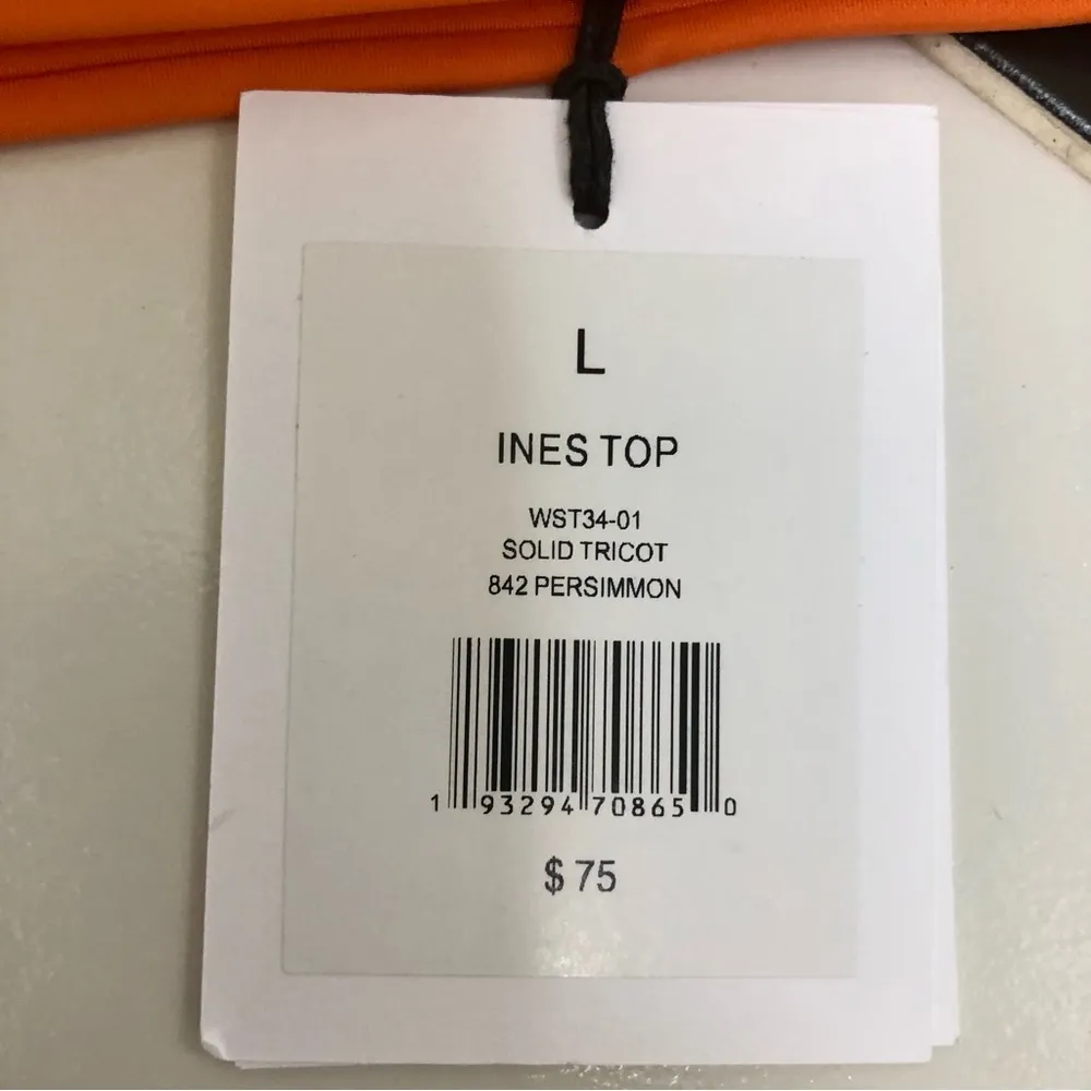 NWT Onia Ines Strapless Bikini Top Persimmon Bright Orange Neon Tube Top Citrus - Image 11