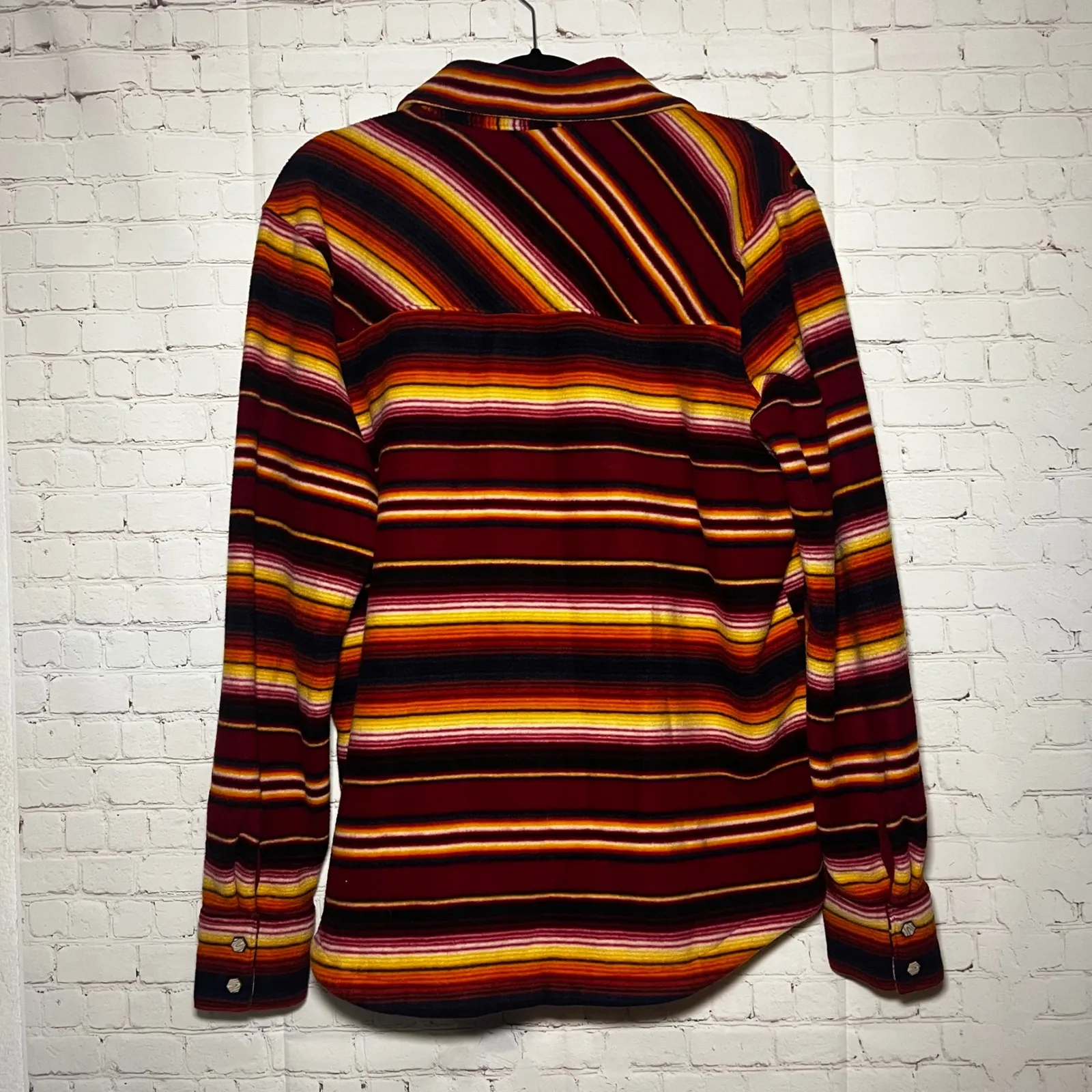 CINCH Women's Burgundy Southwest Stripe Fleece Long Sleeve Snap Front Shirt XL - Image 4