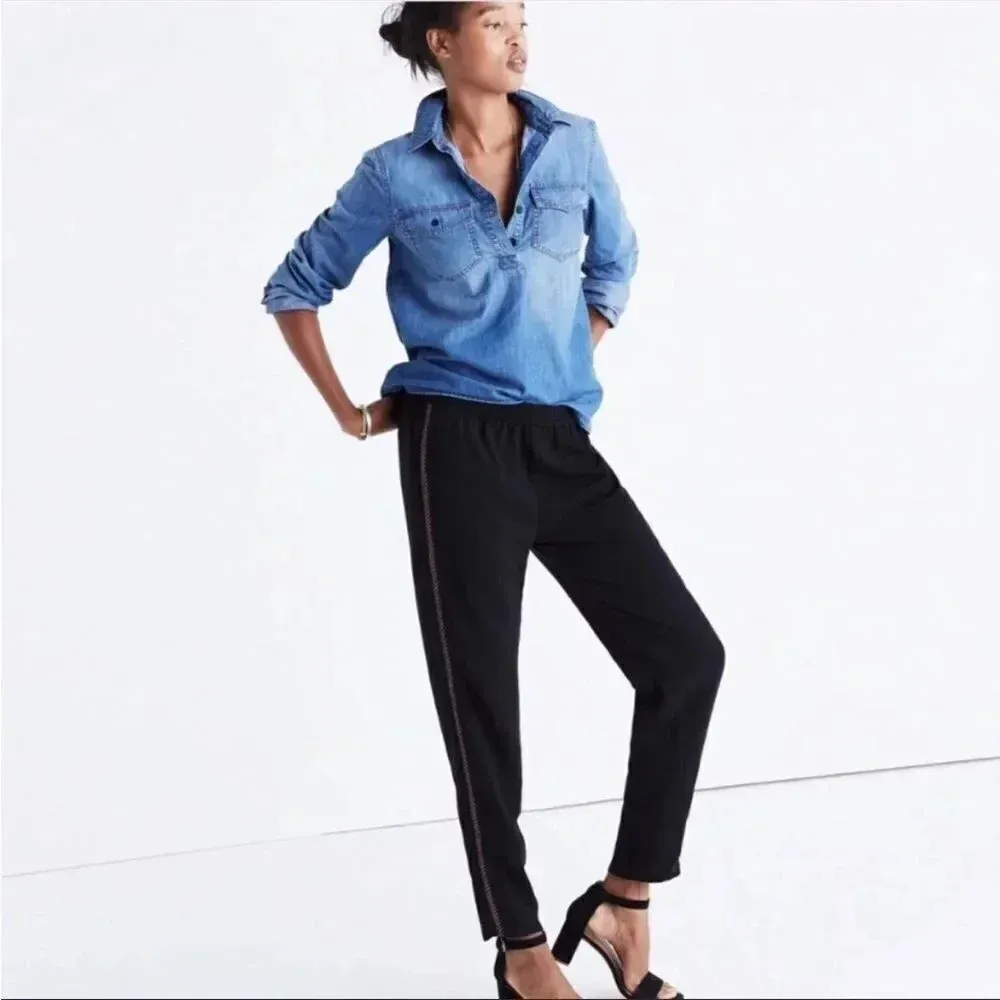 Madewell Embroidered Track Jogger Pull On Pants Black Size XS - Image 2