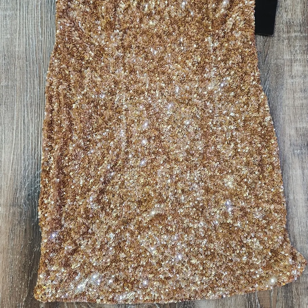 Retrofete Olivia Halter Sequin Mini Dress in Nude Halle Size XL NWOT Open Back - Image 5