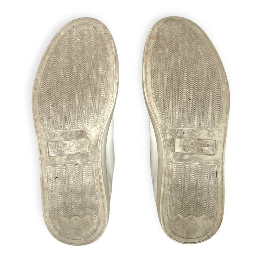 Kate Spade | Size 5.5 | Angelise White + Pink Leather Spade Logo Sneakers Shoes - Image 9
