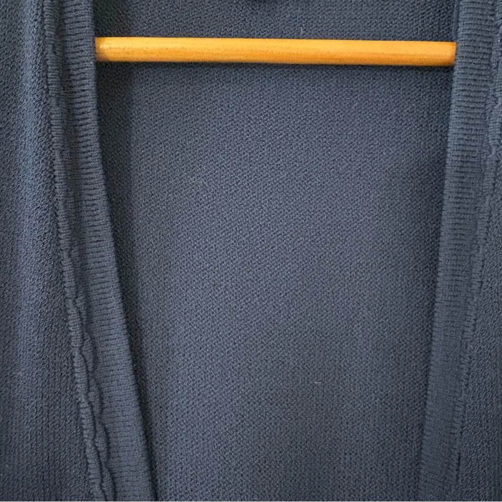 St. John Basics Santana Knit Open Front Cardigan Braided Trim Navy Size Large - Image 9