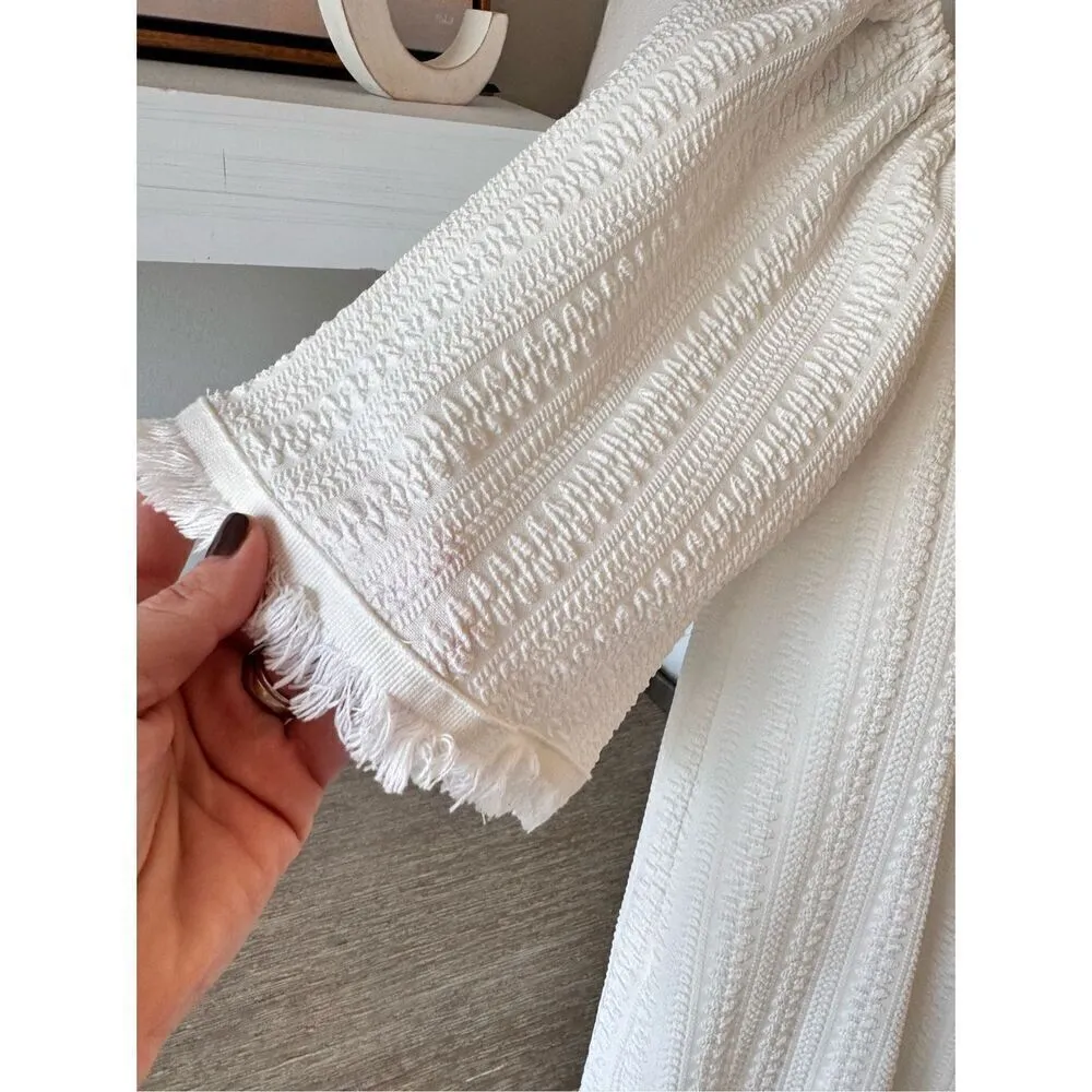 English Factory Boatneck Fringe Accents Dress in Off White Size Small - Image 2
