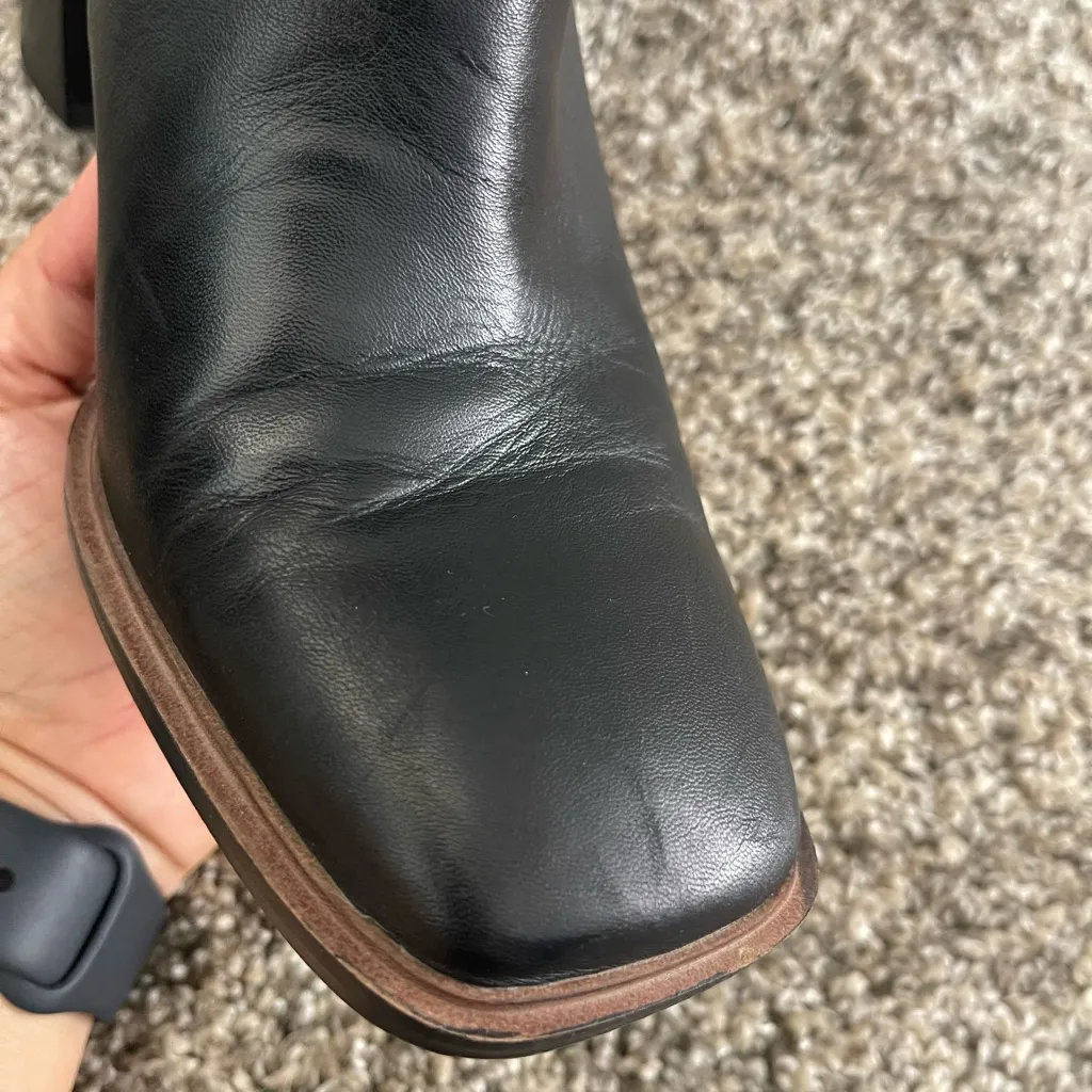 Women’s Franco Sarto L-Stevie Black Leather Below Calf Boots Square Toe Size 9M - Image 10