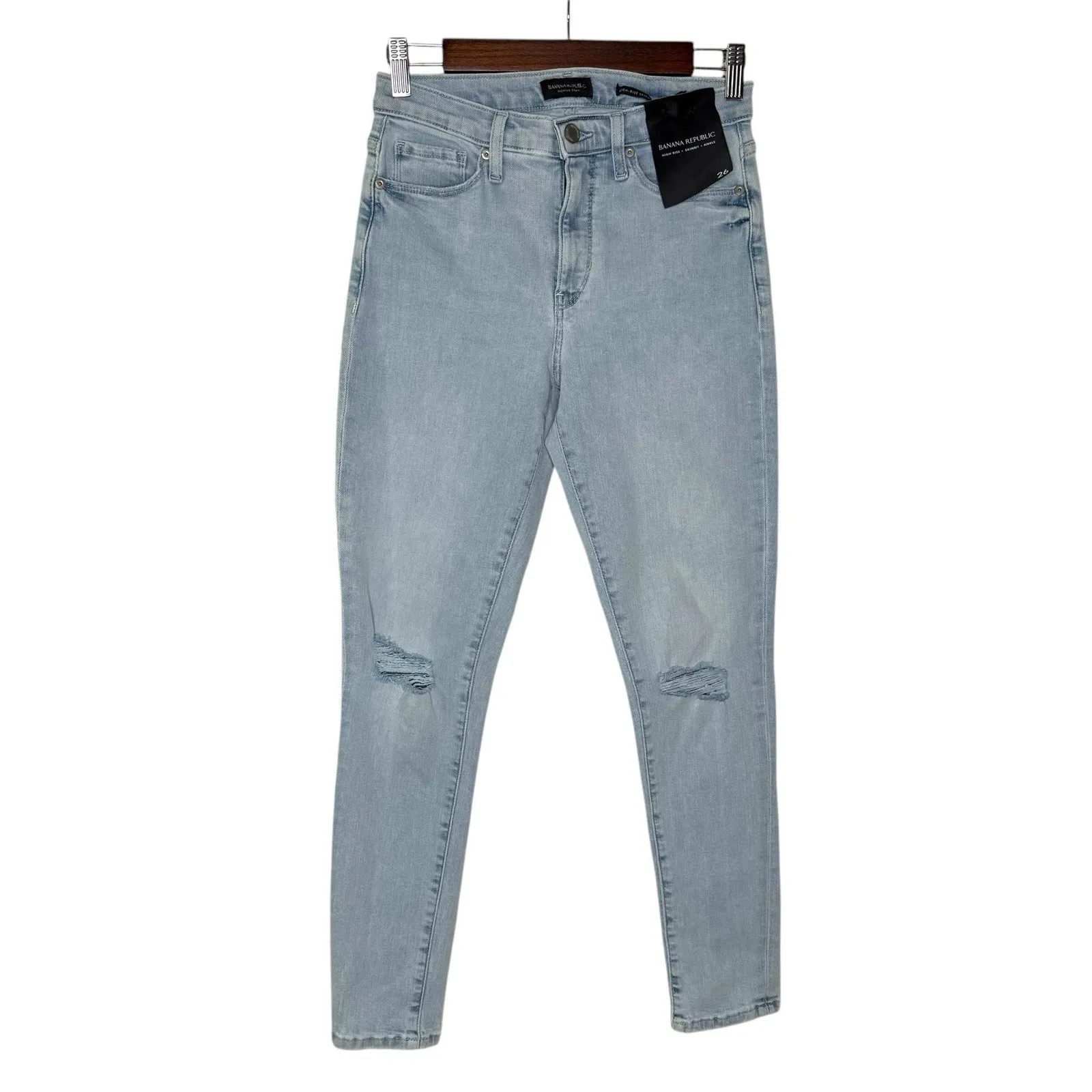 NWT Banana Republic Jeans | 26 | Ripped Distressed‎ Denim High Rise Skinny Light - Image 3