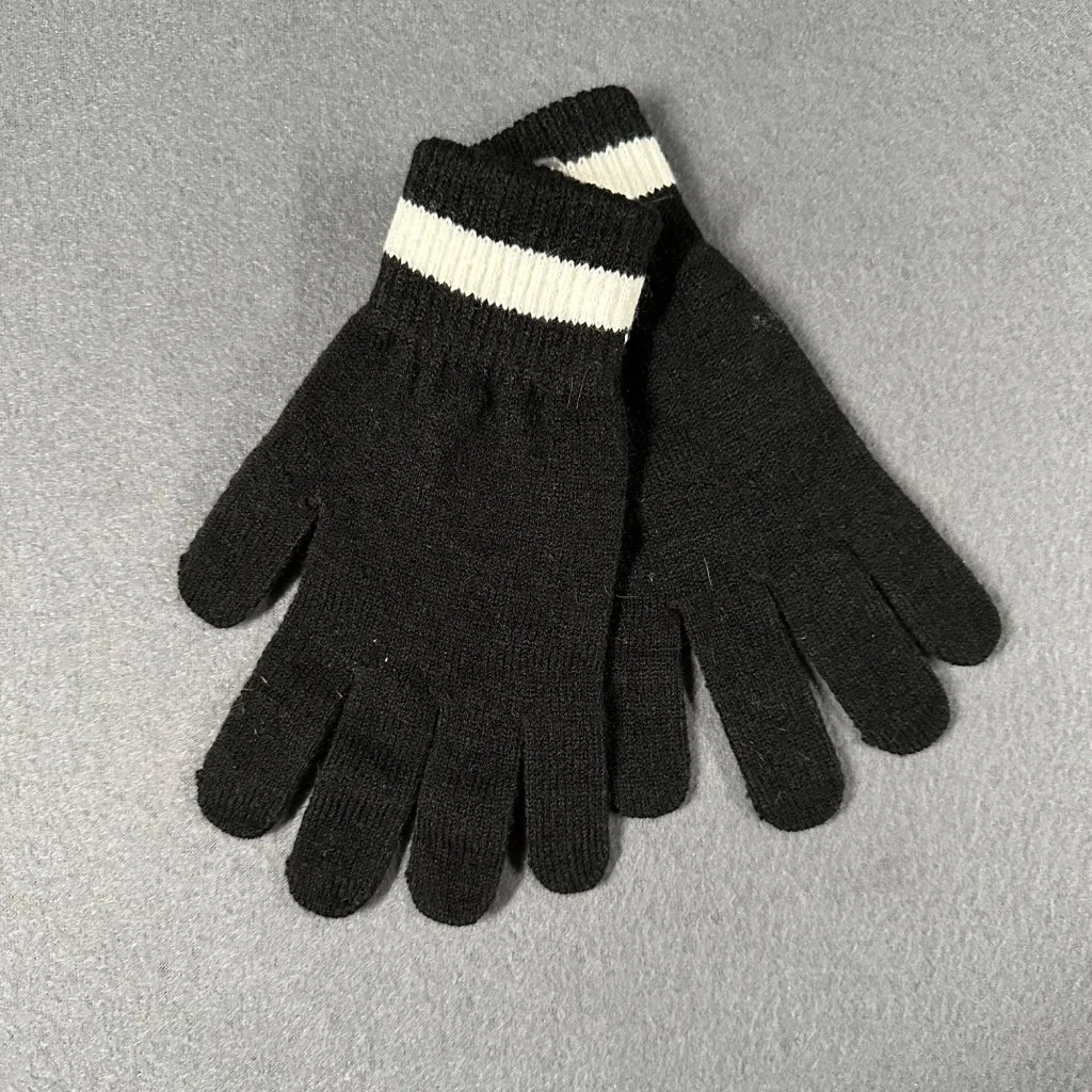 Asics‎ Womens L/XL Black White Knit Stripe Gloves ZC831-9001 NWT - Image 4