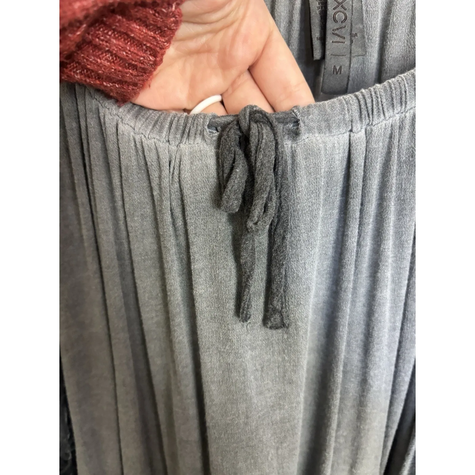 XCVI Velvet Burnout Silk Blend Grey Long Balloon Sleeve Top Size Medium Abstract - Image 6