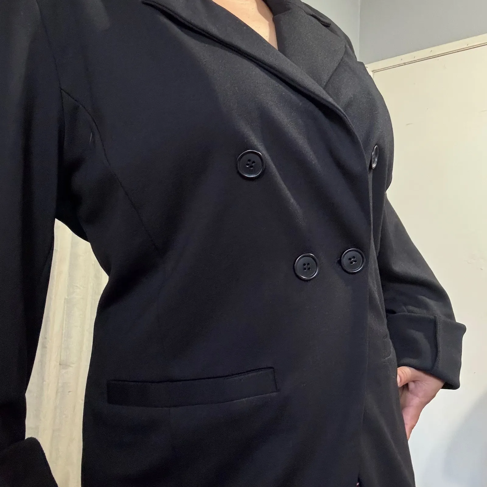 Bagatelle Collection Women Black Double Breasted Blazer Jacket Career Office XL - Image 2