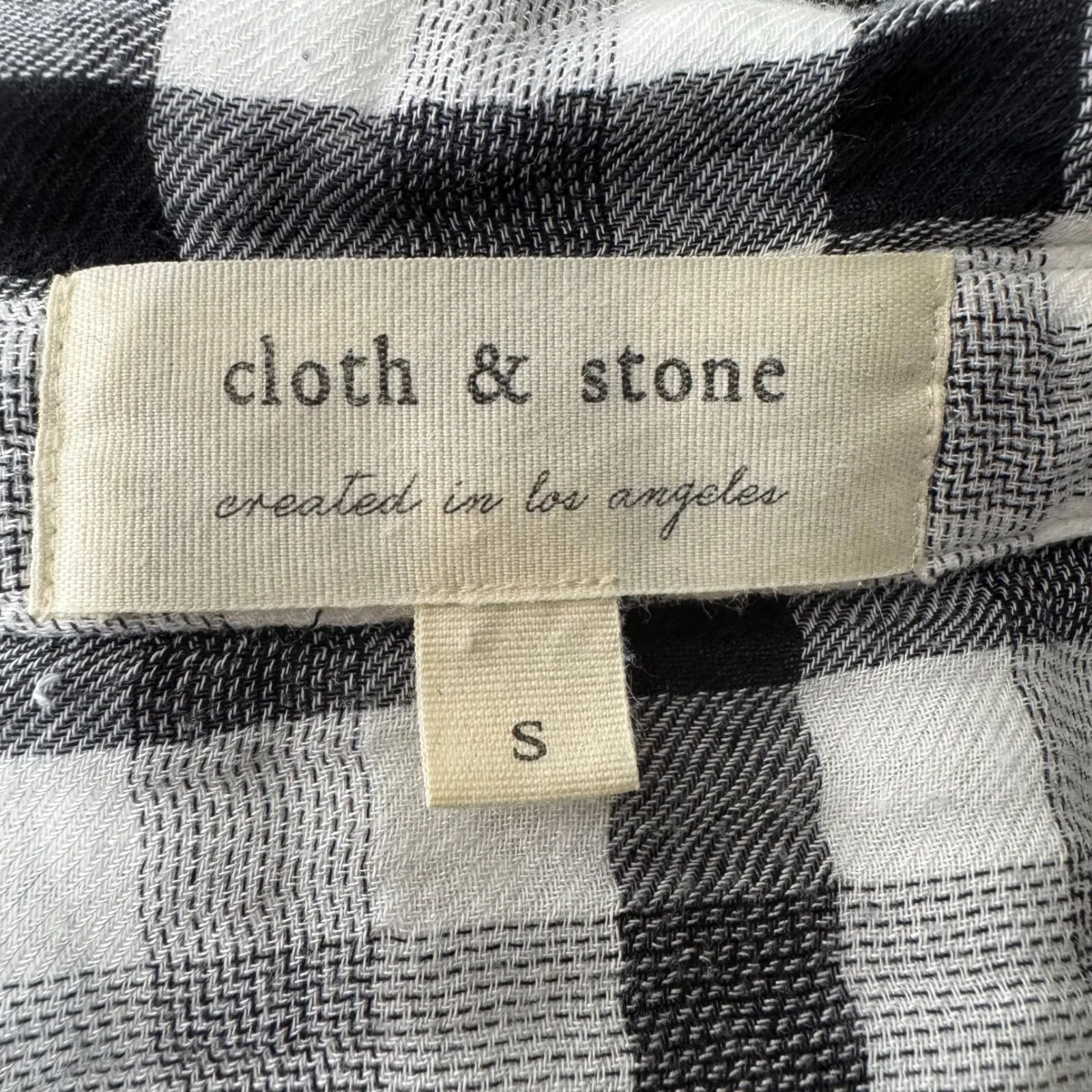 Cloth & Stone Black White Buffalo Plaid Long Sleeve Button Up Shirt Top Size S - Image 7