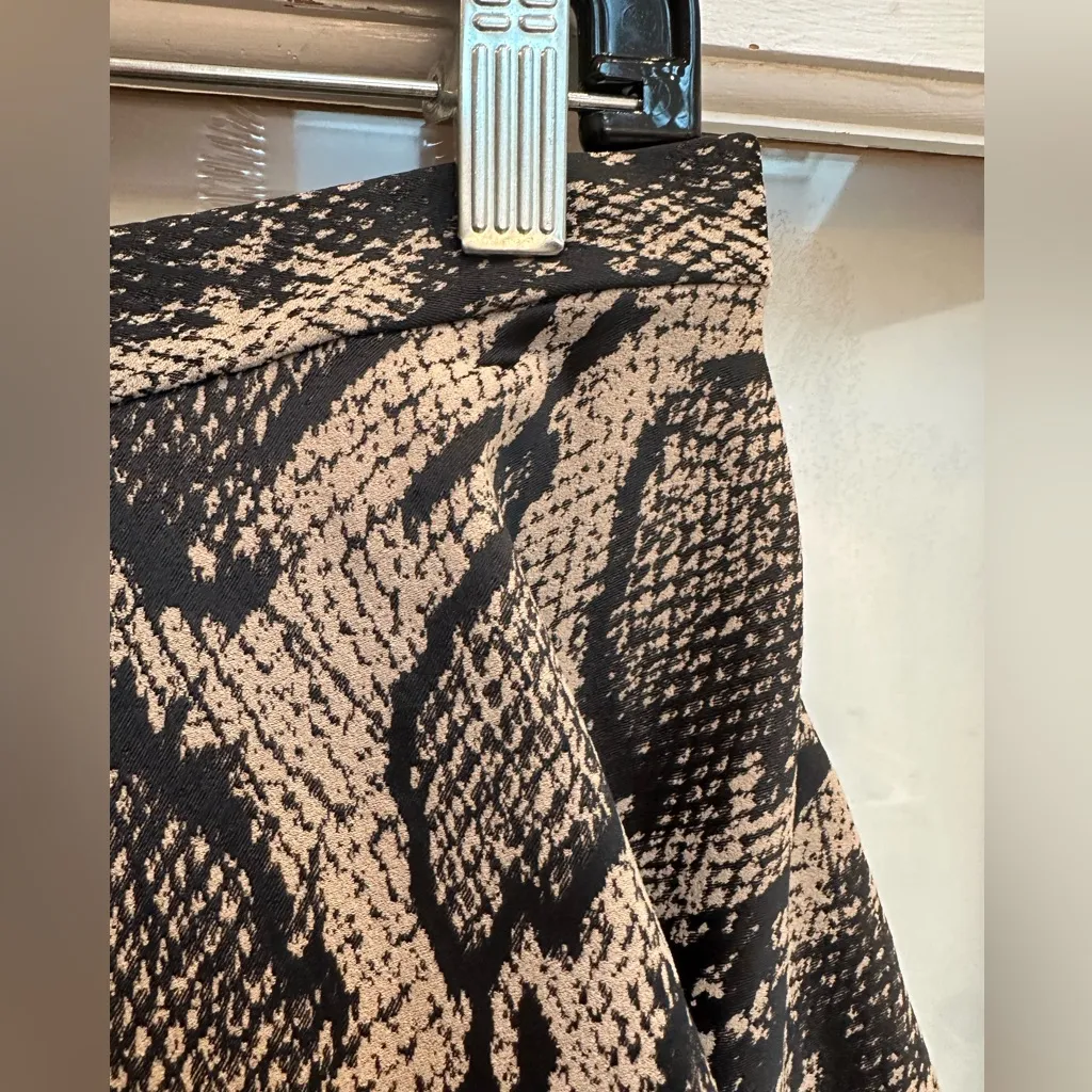 JAYGODFREY Black Tan Snake Print Taffeta Flare Mini Skirt Punk Rock Size 10 NWT - Image 3