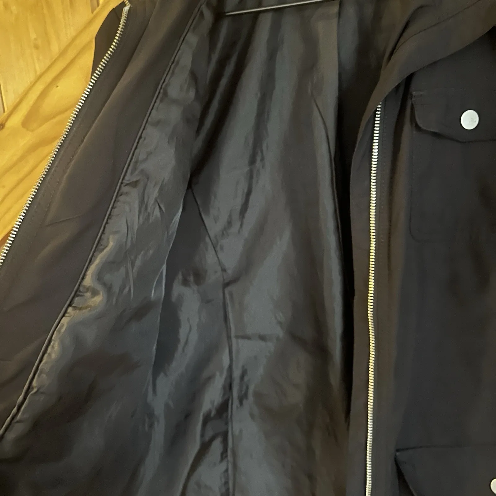 Tommy Hilfiger Jacket Woman's‎ Medium Black Full Zip With Multi Pockets No Belt - Image 7