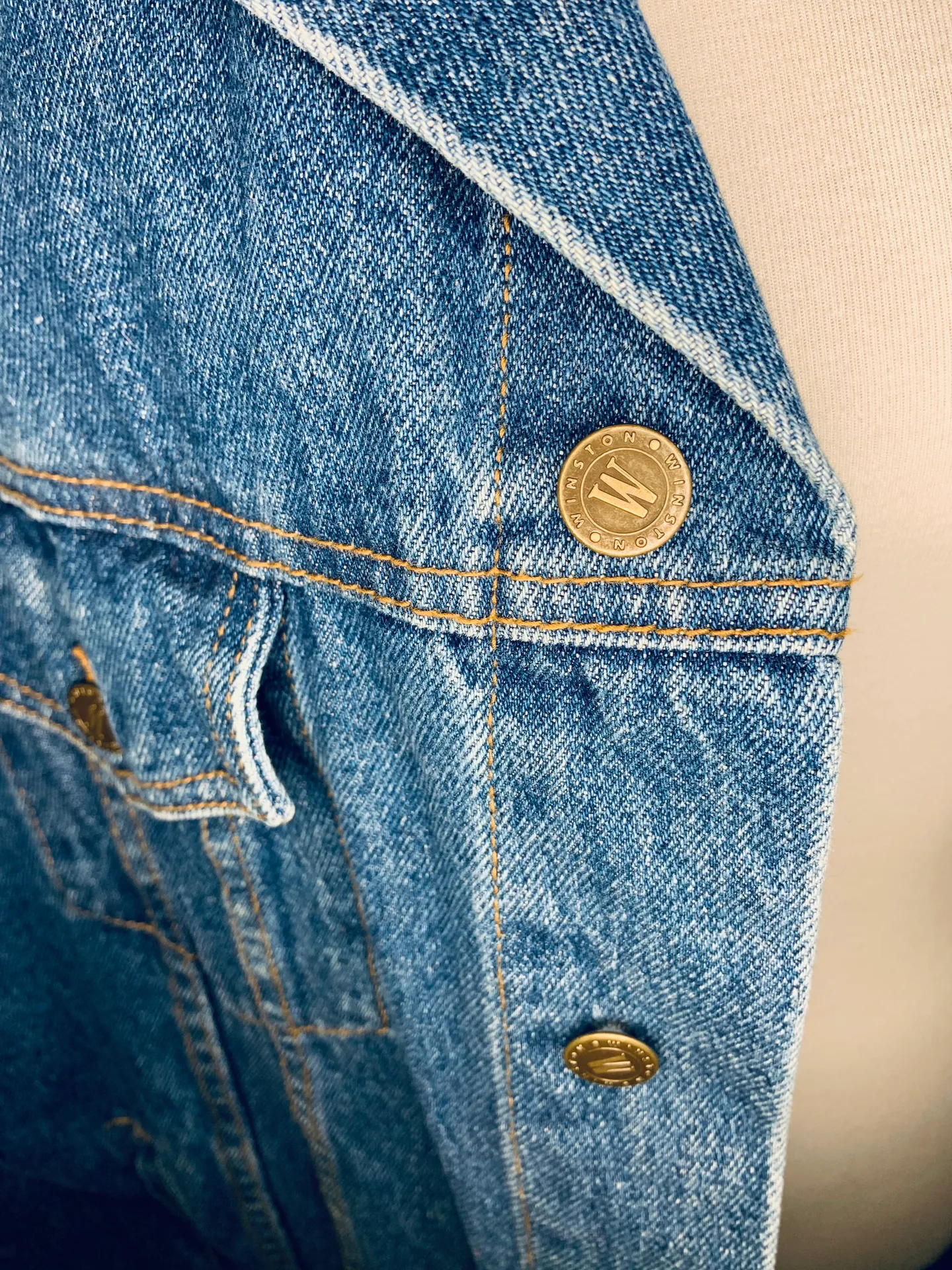 Vintage American Born Winston Rodeo Jean Jacket Blue Size XL - Image 7