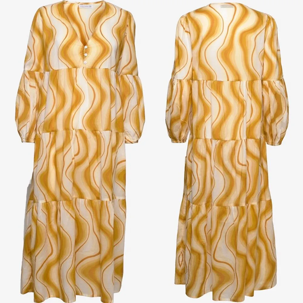 Anthropologie Faithfull Frieda Tiered Maxi Dress Coverup Talamanca Geometric 70s - Image 3