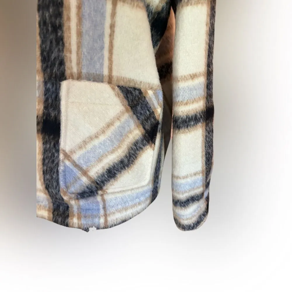 NWT Bagatelle Cream, Blue, Neutral Plaid Cropped Jacket | M - Image 4