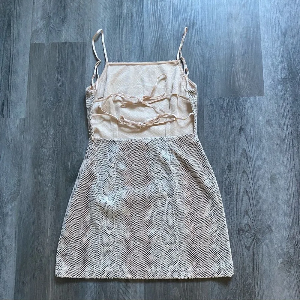 Urban Outfitters Bodycon Mini Dress Snakeskin Print Mesh Open Back - Image 7