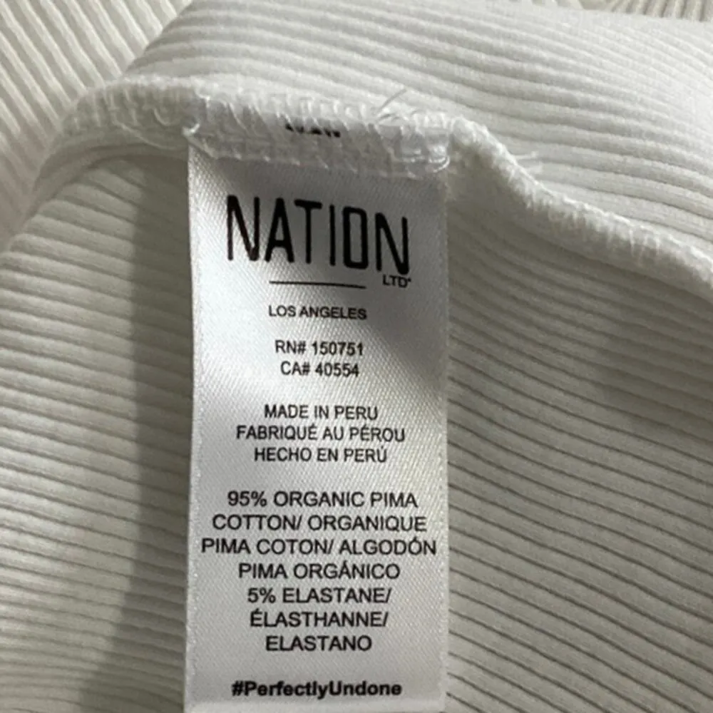 Nation LTD Gigi White Rib Sleeveless Bow Tie-Strap Cami Camisole Tank Blouse Top - Image 9