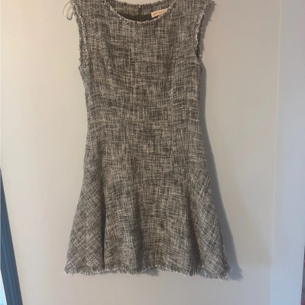 Rebecca Taylor Black and White Tweed Fit & Flare Dress size 4 - Image 3