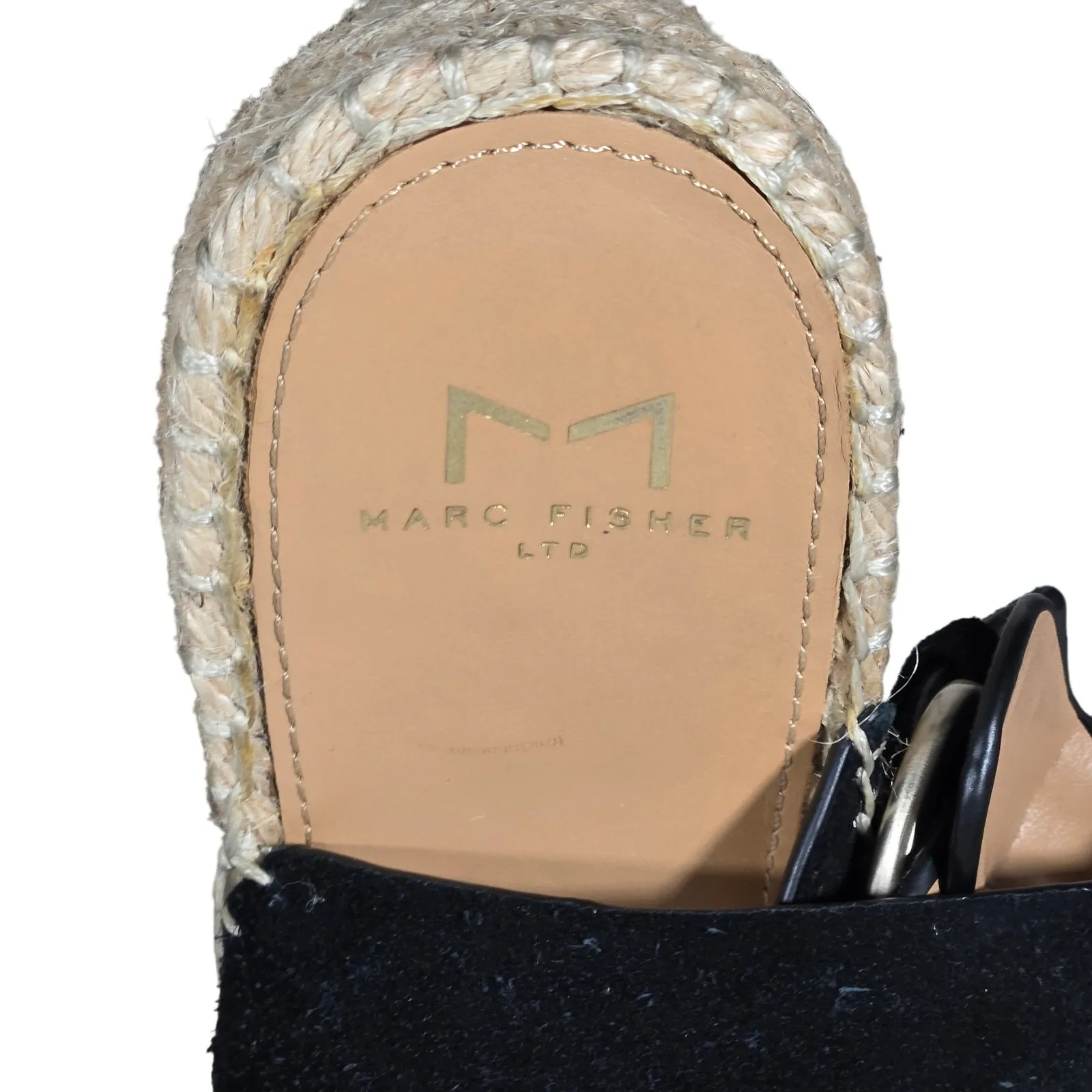Marc‎ Fisher Black Suede Perforated Wedge Espadrille Sandals Size 10M MLANDELA - Image 11