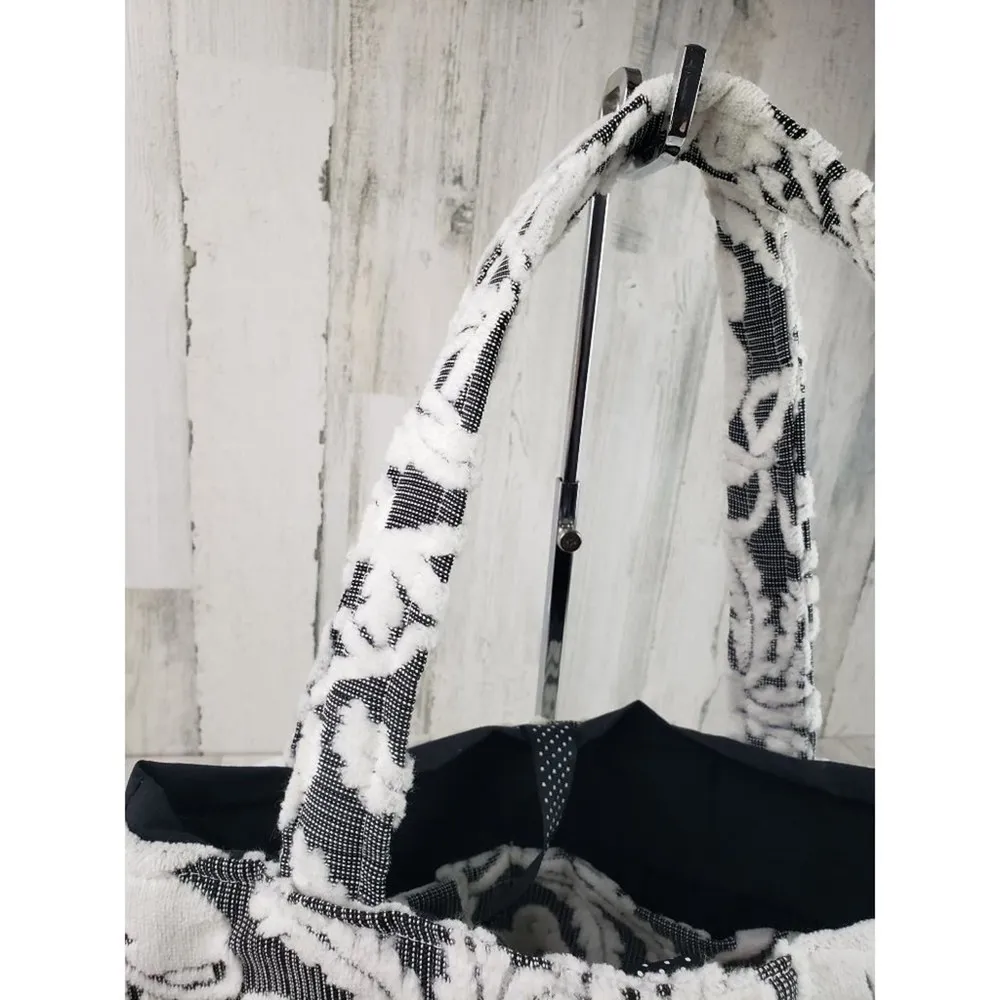 Black White Paisley Polka Dot Tote Bag Shoulder Purse Women's Monogrammed RSL - Image 4