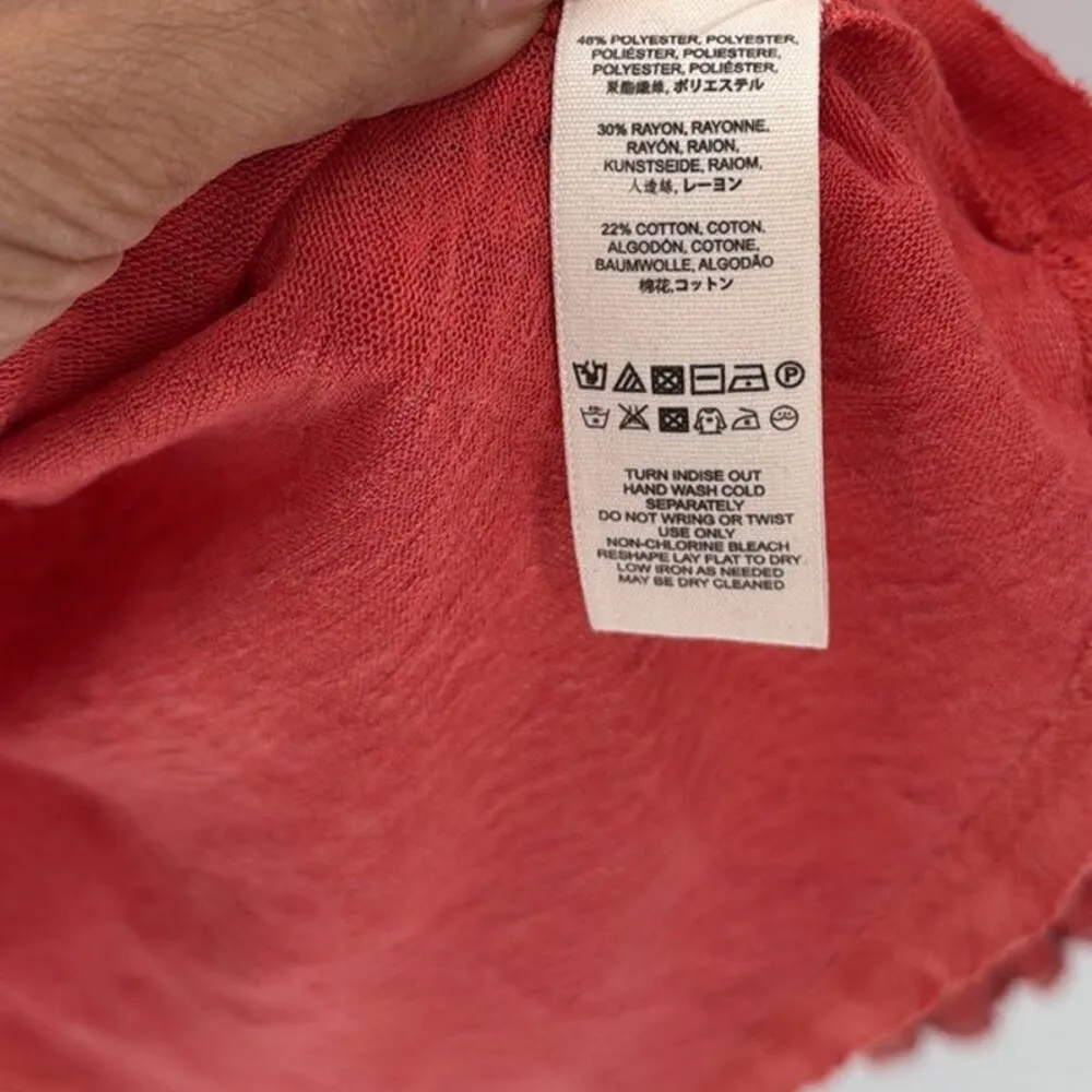 FREE PEOPLE CAMELIA SIESTA FIESTA CROCHET TRIM LONG SLEEVE TOP size M loose fit - Image 6